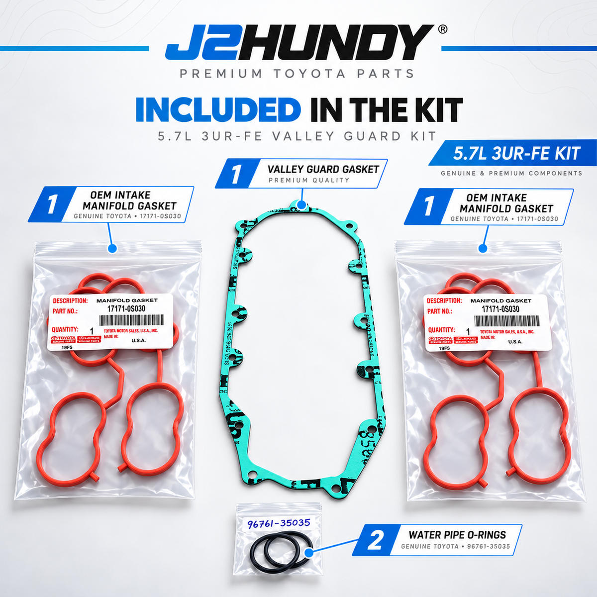 Toyota 5.7L 3UR-FE Valley Plate Repair Kit | J2Hundy